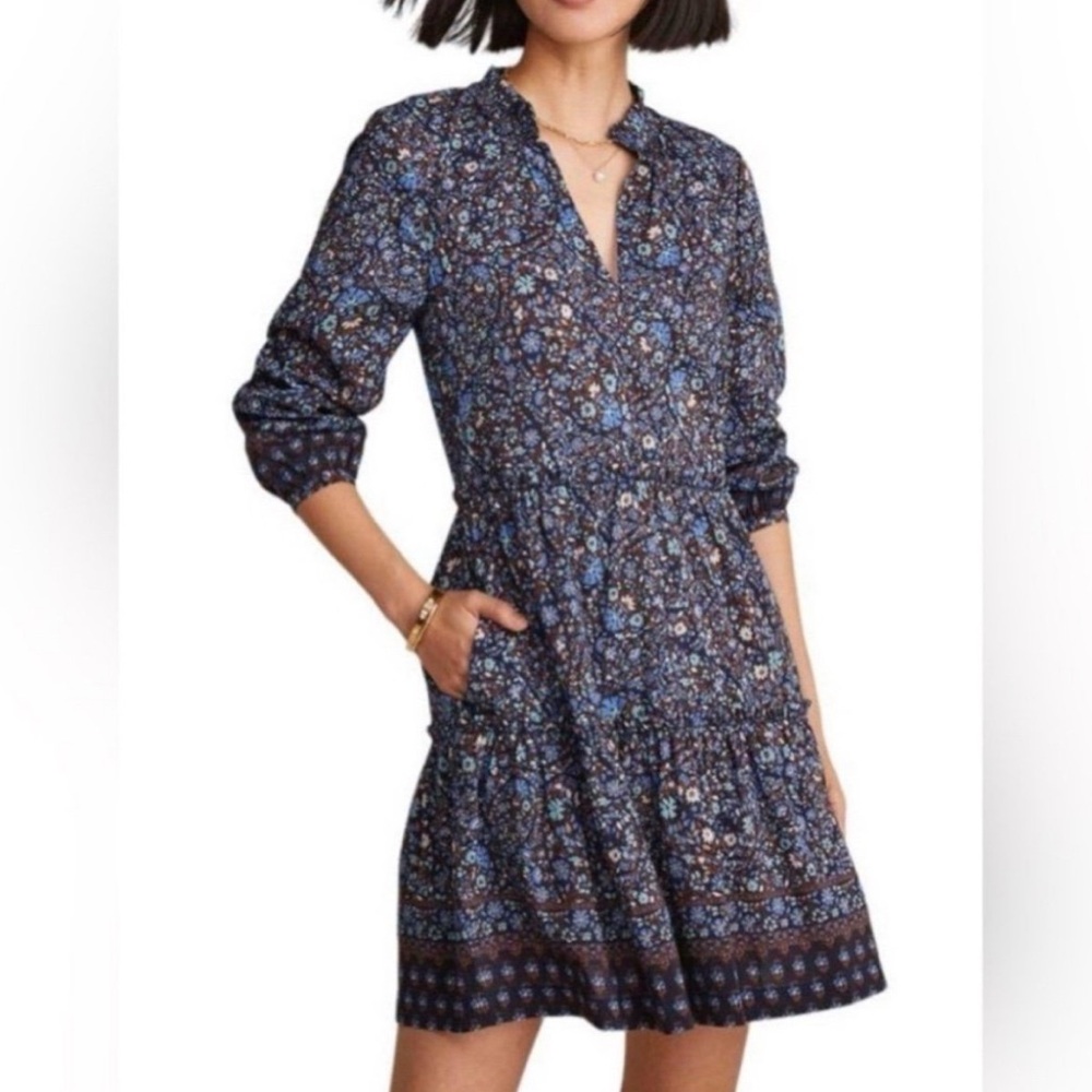 Vineyard Vines Fenwick Paisley Vneck Tiered floral Dress Large NWT $198